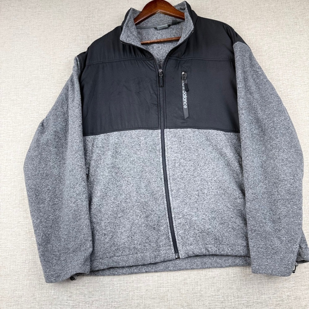 New Balance Mens XL Gray Black Colorblock Full Zip Fleece Jacket XL RN130893